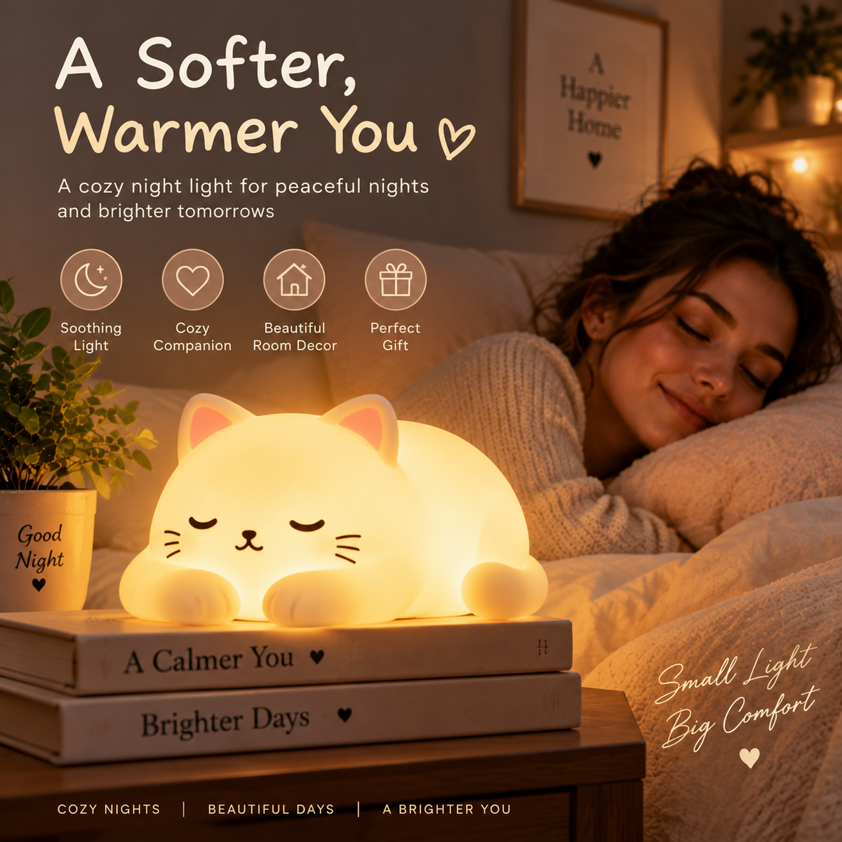 Lunara™ Cozy Cat Night Light A Soft Glow For Cozy Nights & Beautiful Spaces