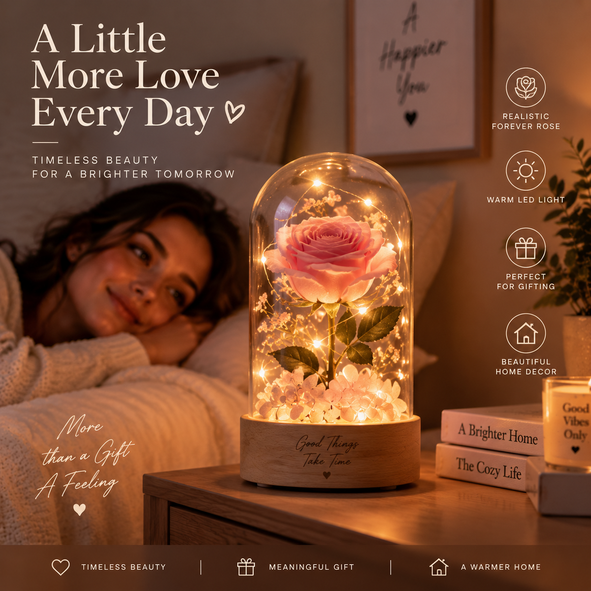 Lunara™ Forever Rose Glow Lamp A Timeless Rose That Brings Warmth To Any Space