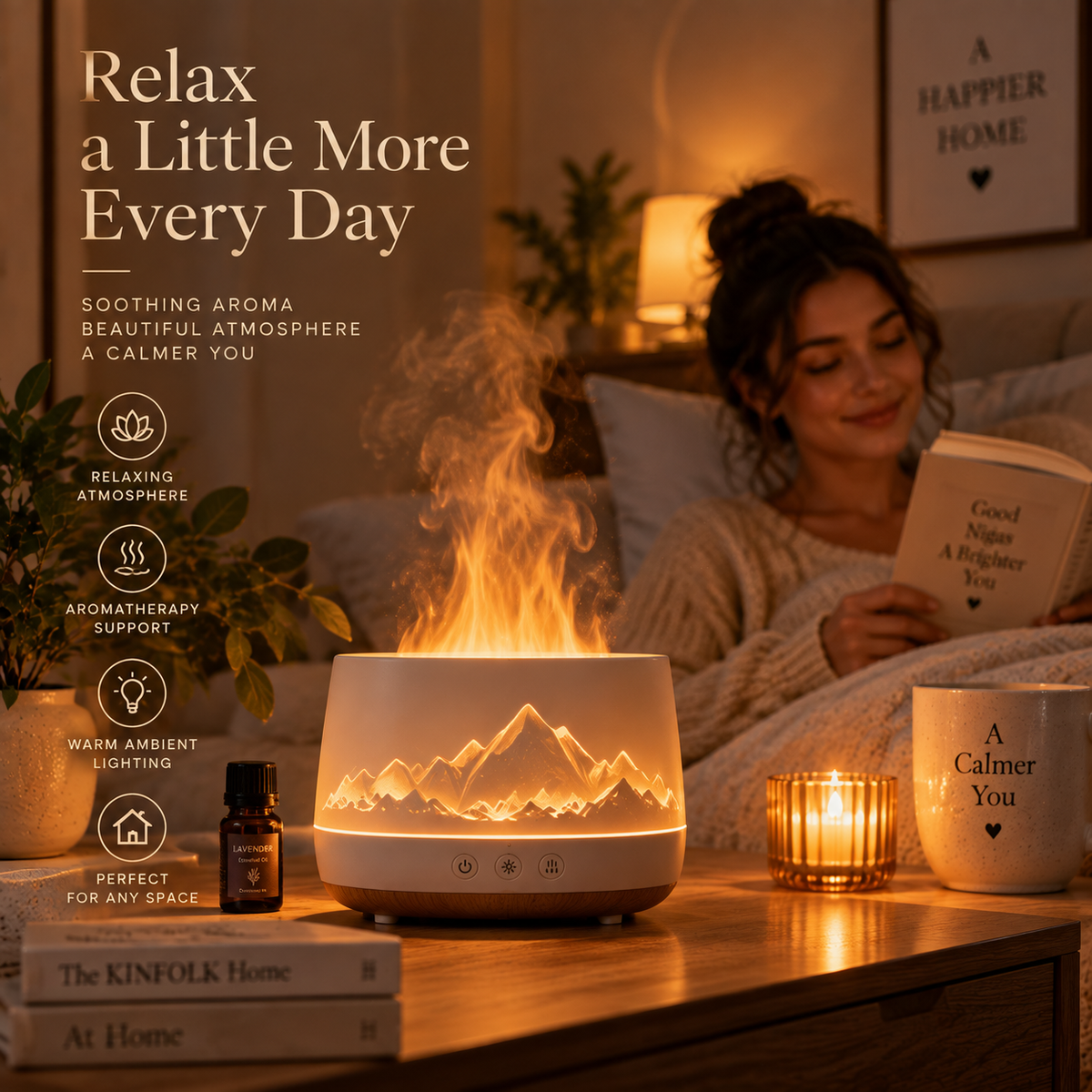 Lunara™ FlameMist Aroma Lamp A Warm Glow & Soothing Aroma For Your Cozy Moments